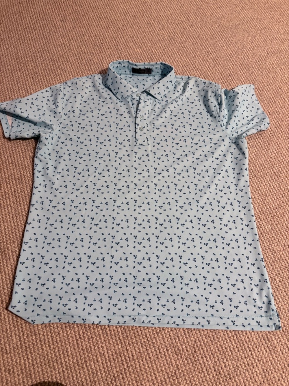 G/FORE Light Blue Polo with Navy Micro Print